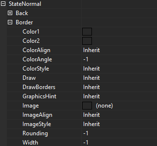 Figure 1 –Border display properties