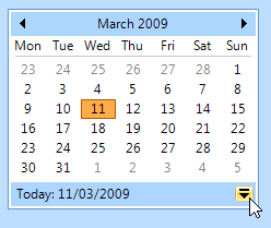 Figure 2 – KryptonMonthCalendar with ButtonSpec definition