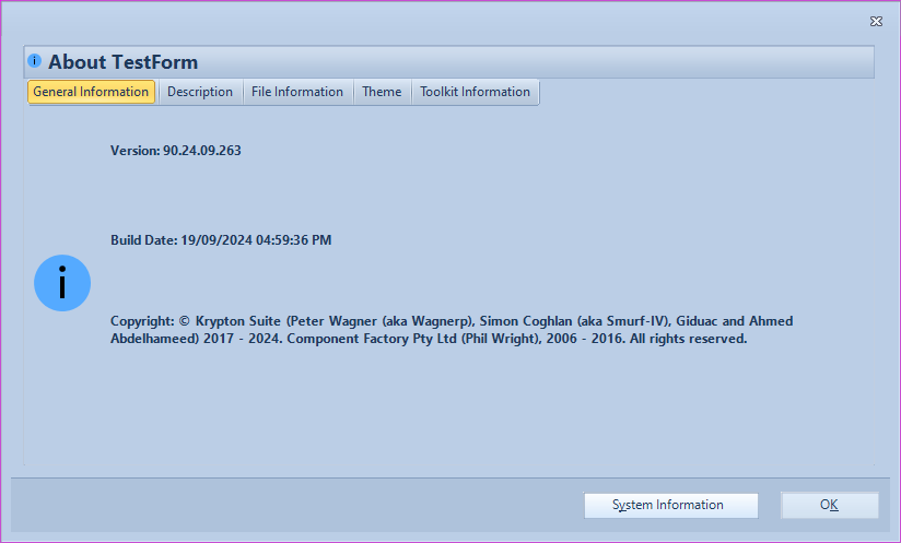 Figure 1 — A simple KryptonAboutBox
